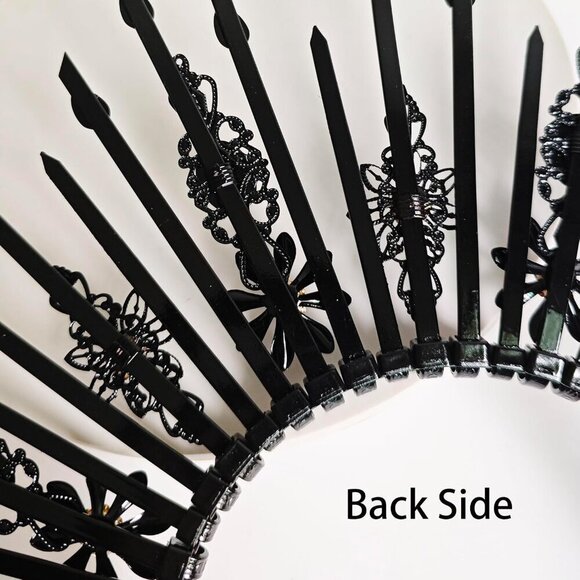 Gothic Black Crystal Halo Crown Headpiece for Women Halloween Photoshoot main image 7